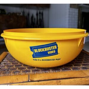 Vintage Tupperware Blockbuster Video Popcorn Bowl Yellow No Lid Bowl Only